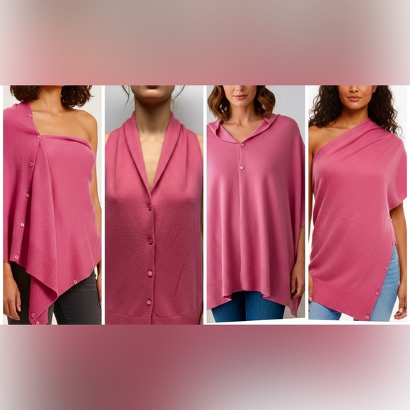 designer’s Sweaters - Soft Pink Cardigan Scarf/Shawl for Summer Evenings Multiple Ways to wear